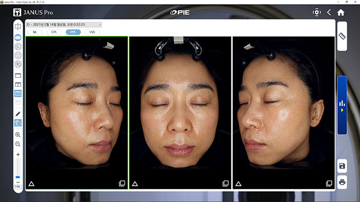 JANUS Pro 광원별 날짜별 촬영 이력 확인 화면