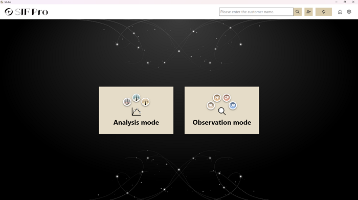 SIF Pro program analysis/observation mode selection screen